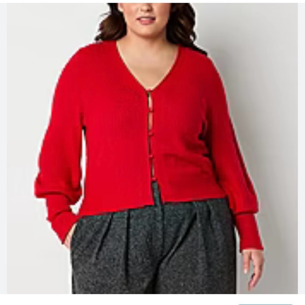 Worthington Womens V Neck Long Sleeve Button Cardigan